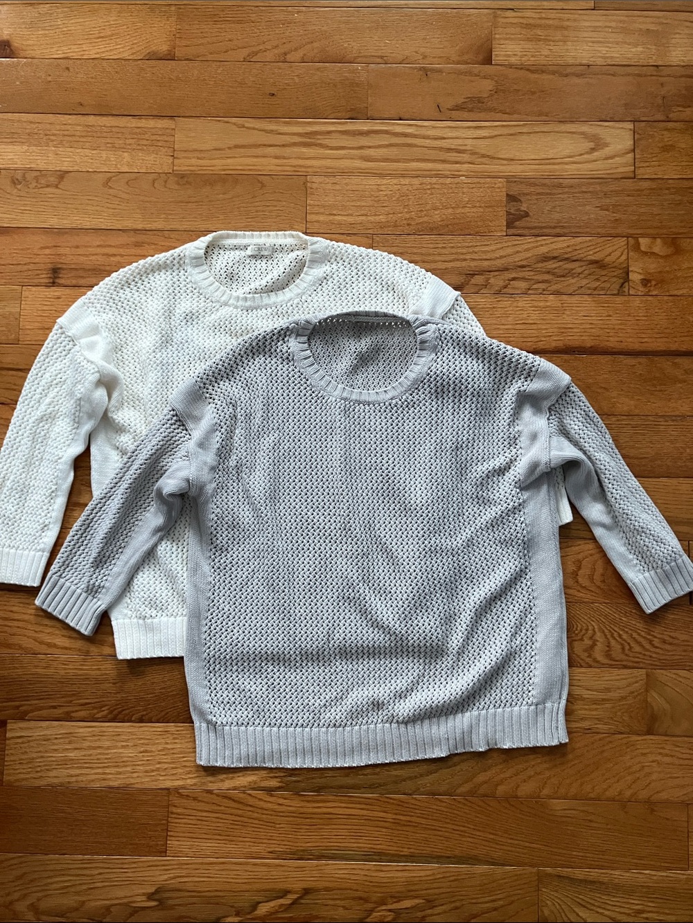 J. Crew Factory Women’s Bundle of 2 100% Cotton Off White and Gray Sweaters - L